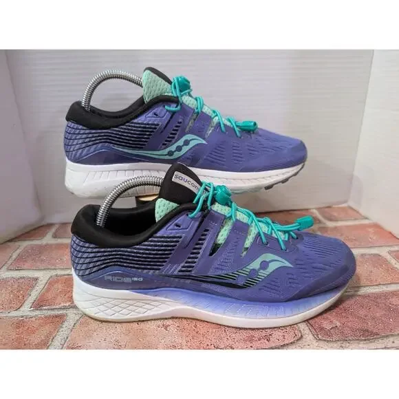Saucony Ride ISO Everun Womens Size 10 Violet/Aqua Running Walking Athletic Shoe - Picture 6 of 9